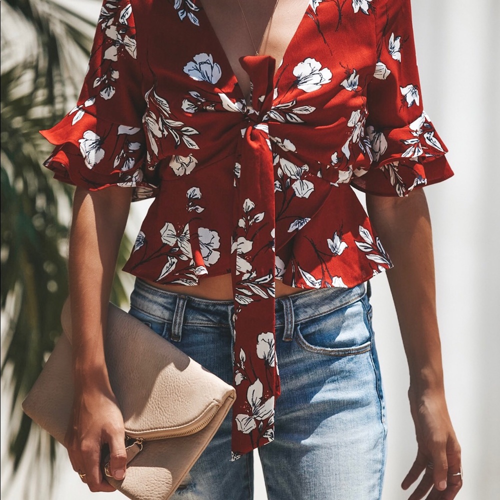 NWT Vici collection peplum tie top